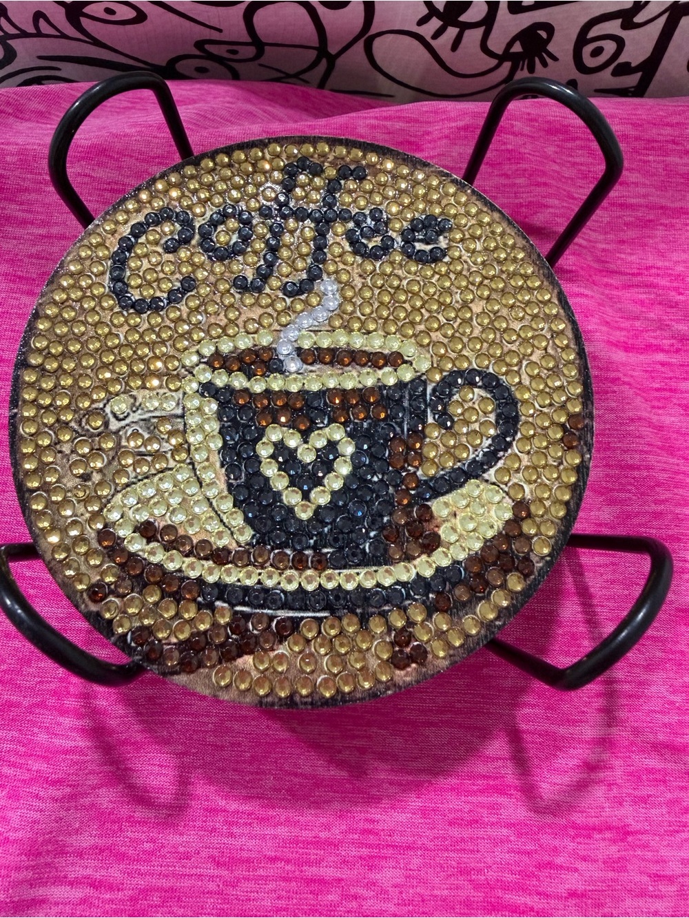 Coffee Cup Decorative Trivet Stand - Brown and Black coasters handmade
